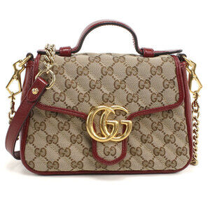 GUCCI handbag 583571 Mini Top Handle Bag GG Marmont Women's Beige